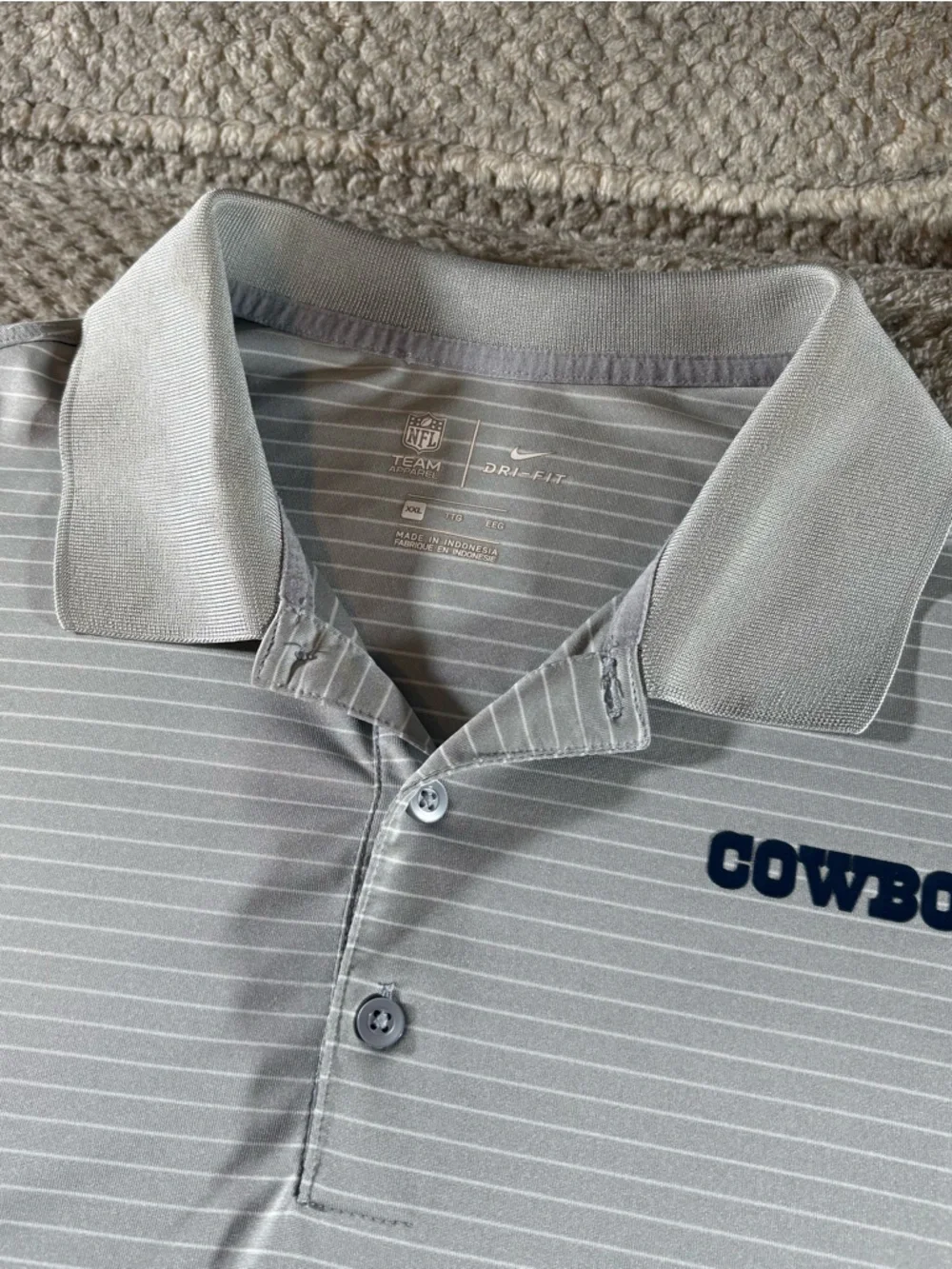 Dallas Cowboys Nike Dri-Fit Men's XXL Gray Pinstripe Polo Shirt - Picture 3 of 7